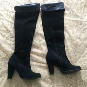 Restricted Suede and Leather Above the knee boots.